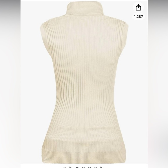 V28 Women Sleeveless High Neck Turtleneck Stretchable Knit Sweater Top - Picture 7 of 9